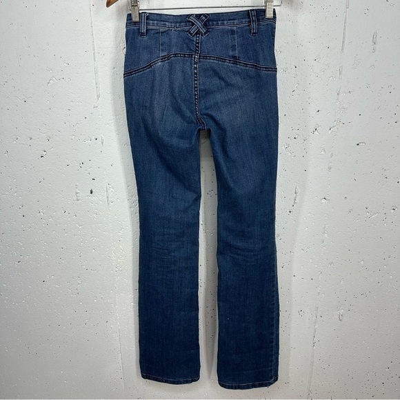 We The Free People Size 24 Mid Rise Lace Up Boot Cut Stretch Jeans READ - Picture 7 of 14
